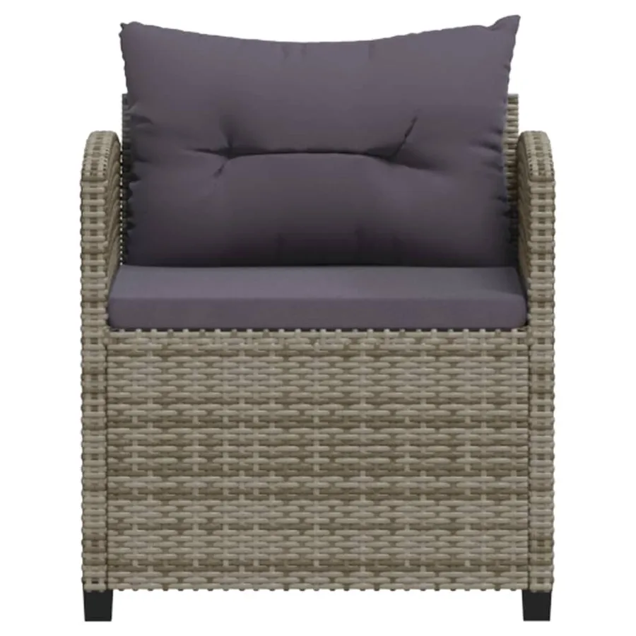 Salon de jardin 3 pcs avec coussins Résine tressée Gris - 4