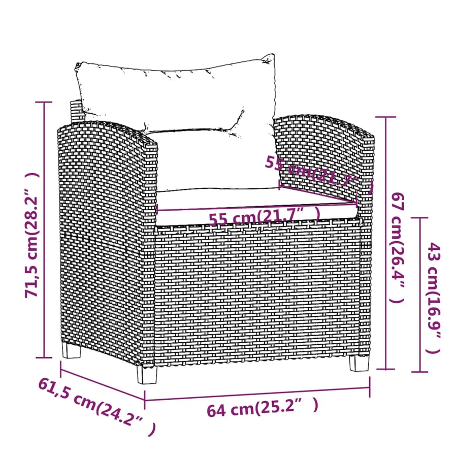 Salon de jardin 3 pcs avec coussins Résine tressée Gris - 9