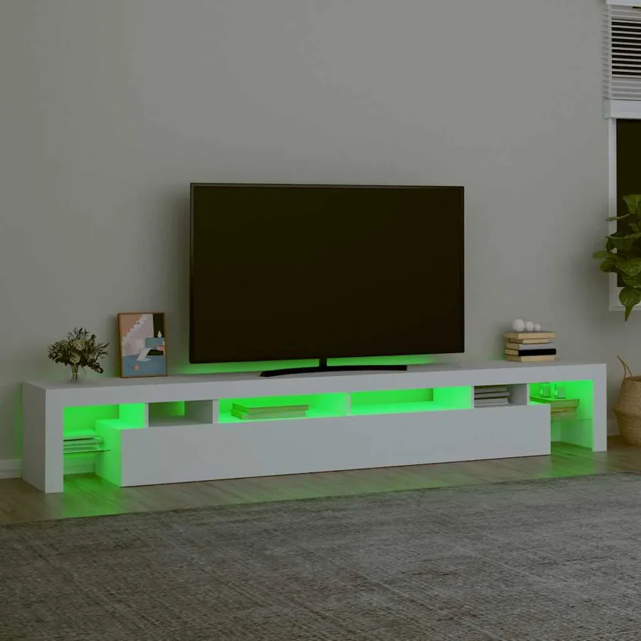 Meuble TV avec lumières LED Blanc 260x36,5x40 cm - 4