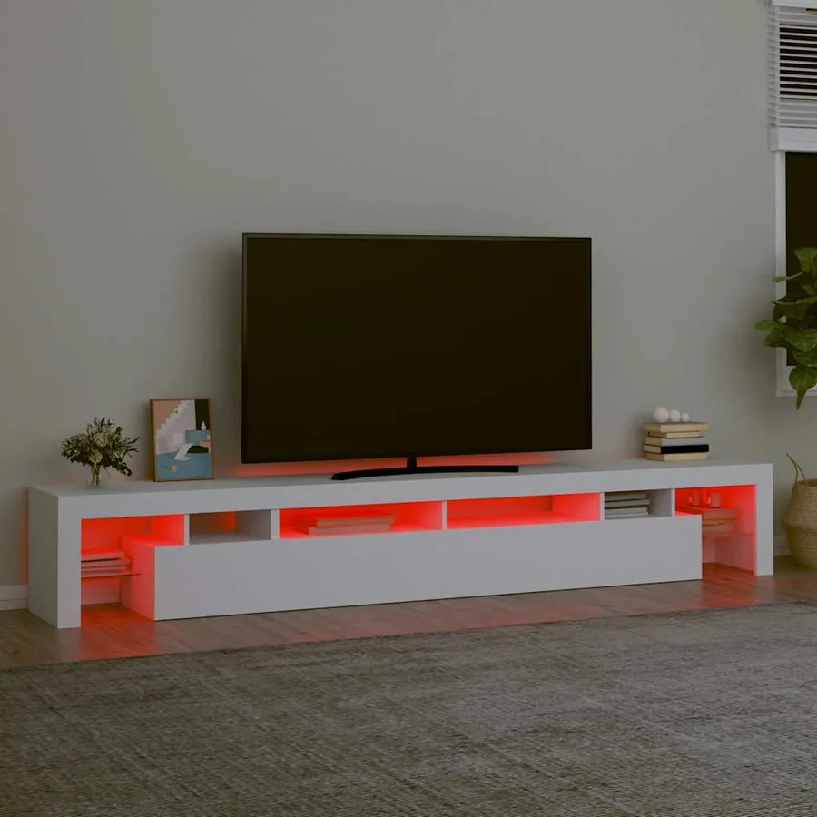 Meuble TV avec lumières LED Blanc 260x36,5x40 cm - 5