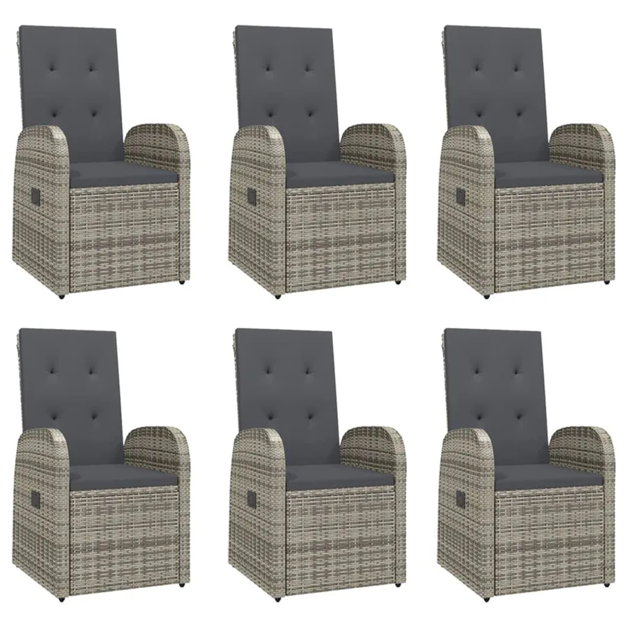 Ensemble à manger de jardin et coussins 7 pcs gris rotin - 4