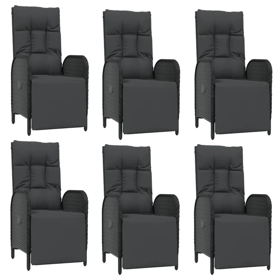 Ensemble à manger de jardin coussins 7pcs Noir Résine tressée - 4