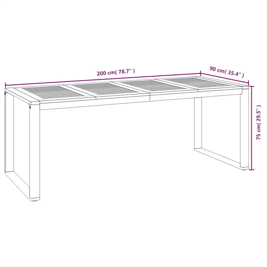 Ensemble à manger de jardin 7 pcs bois d'acacia solide et métal - 8