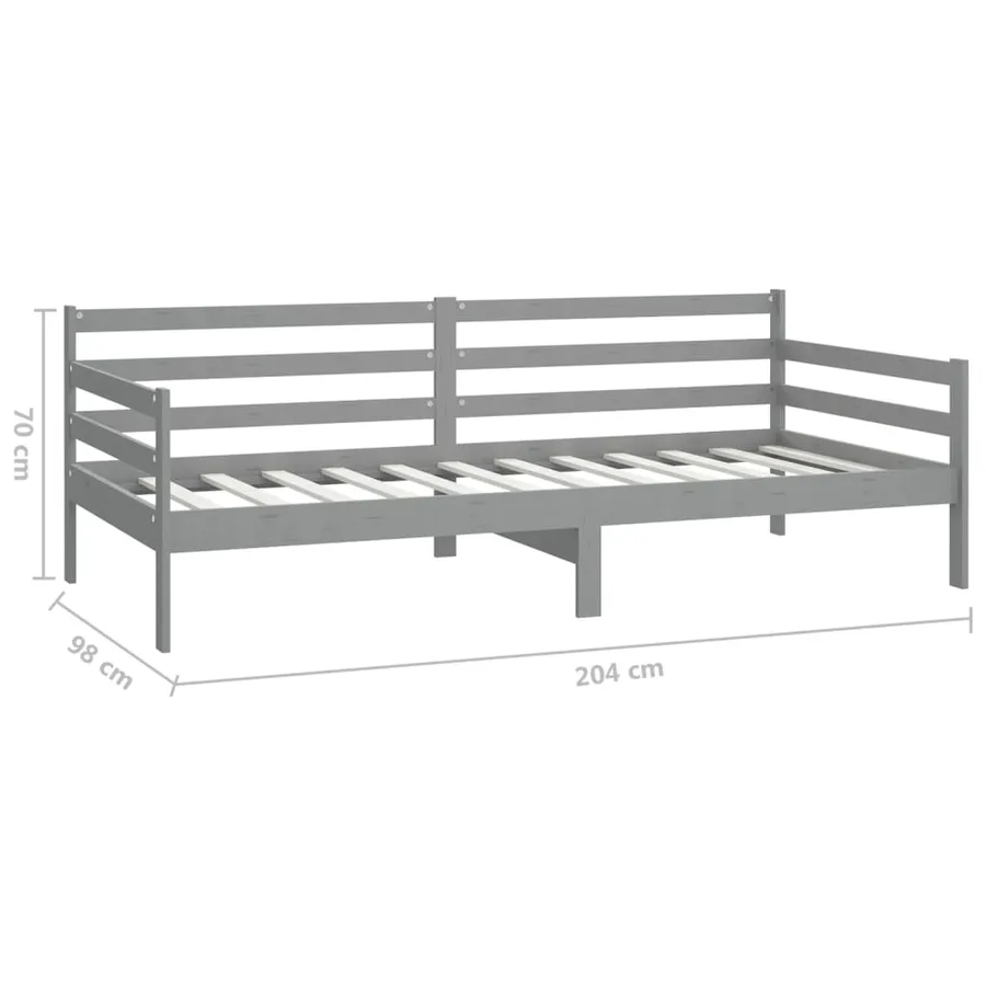 Lit de repos avec matelas 90x200 cm Gris Bois de pin massif - 10
