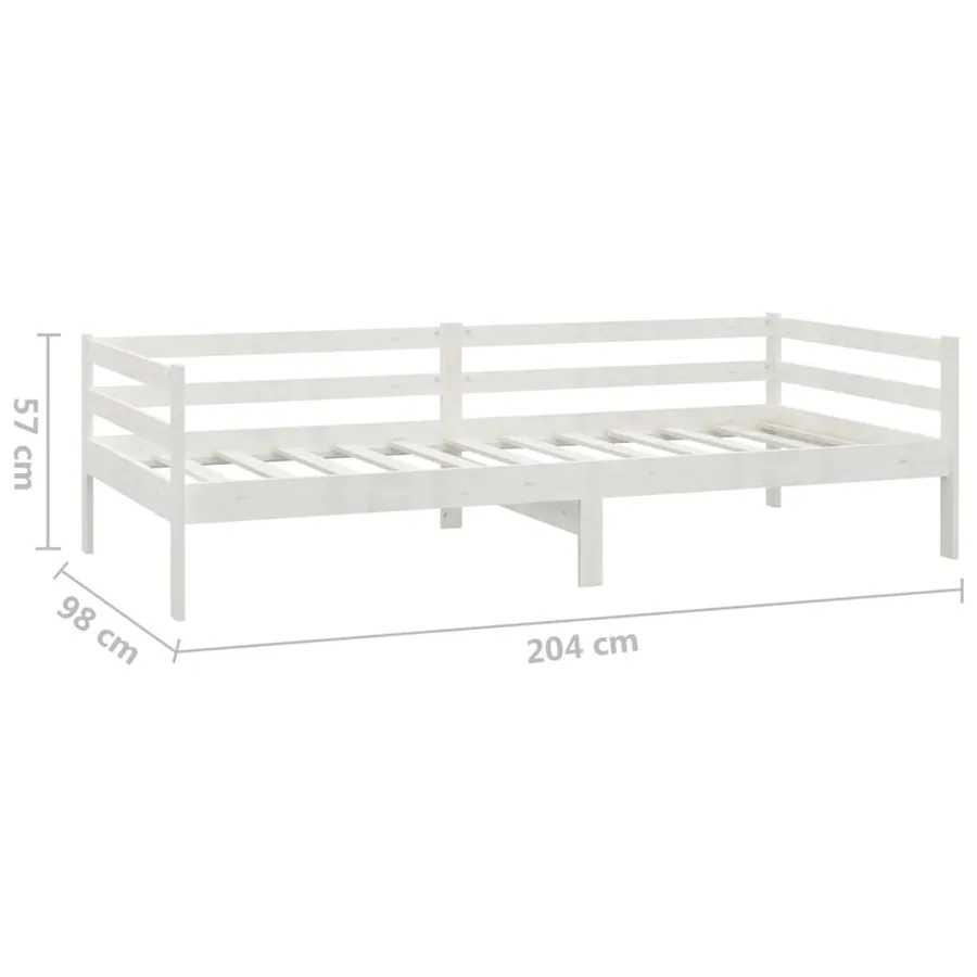 Lit de repos avec matelas 90x200 cm Blanc Bois de pin massif - 10