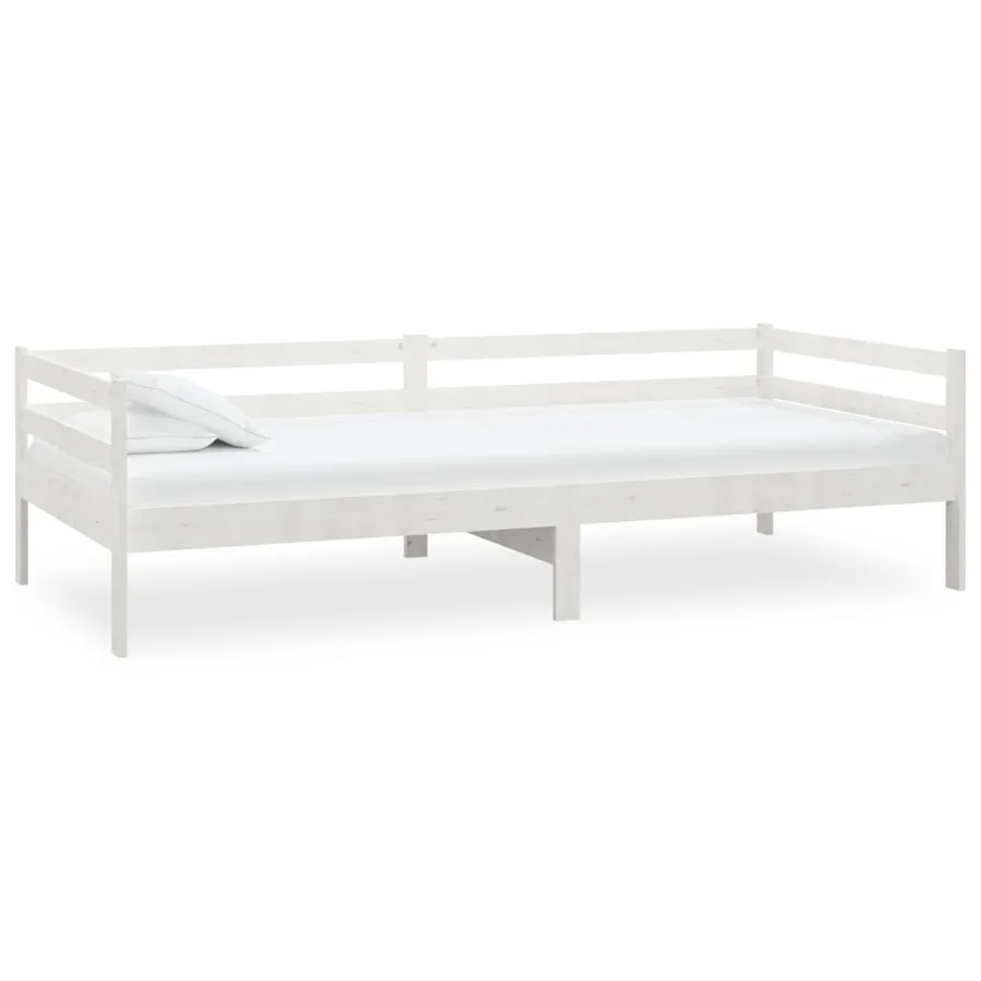 Lit de repos avec matelas 90x200 cm Blanc Bois de pin massif - 4