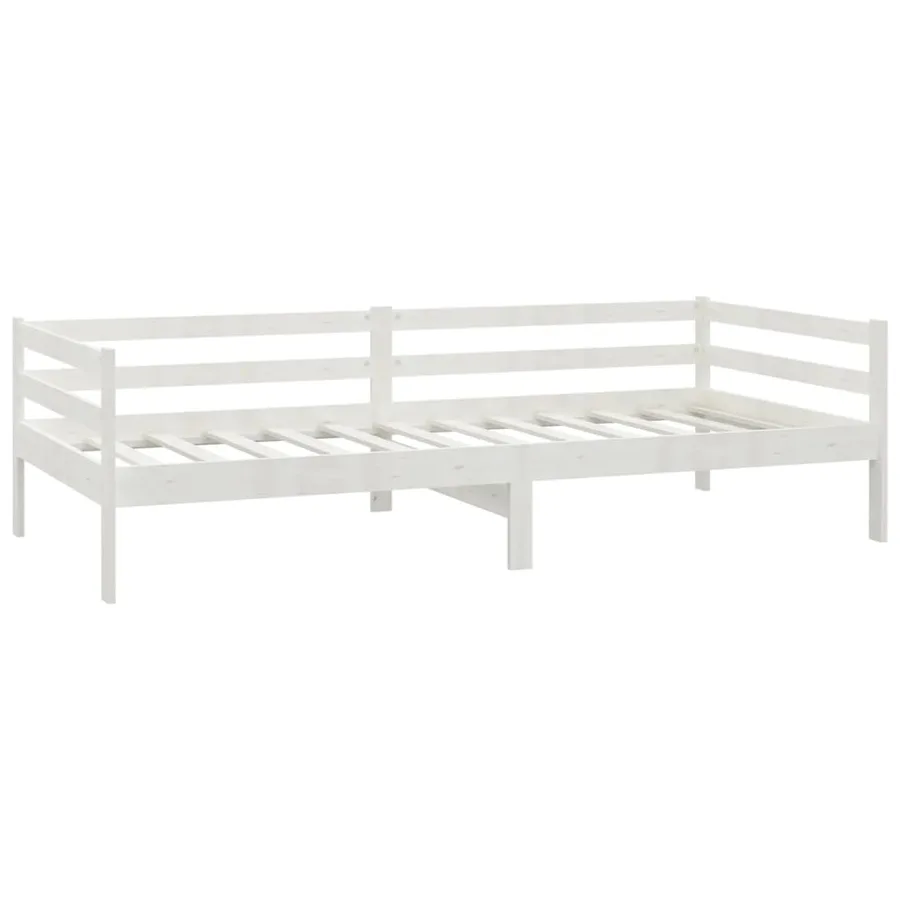 Lit de repos avec matelas 90x200 cm Blanc Bois de pin massif - 5