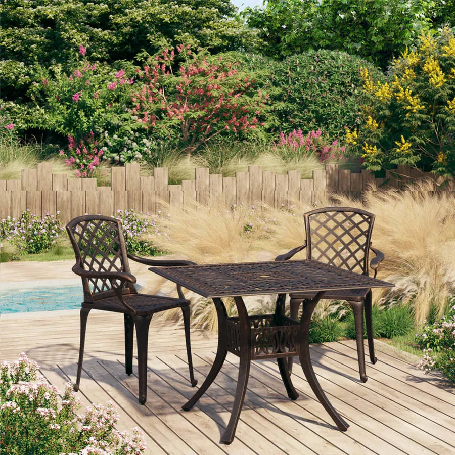 Ensemble de bistro 3 pcs Aluminium coulé Bronze