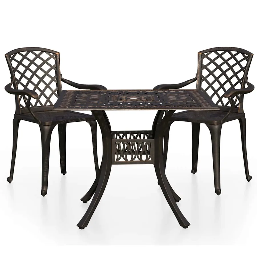 Ensemble de bistro 3 pcs Aluminium coulé Bronze - 2