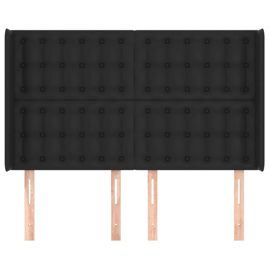 Tête de lit avec oreilles Noir 147x16x118/128 cm Similicuir - 3