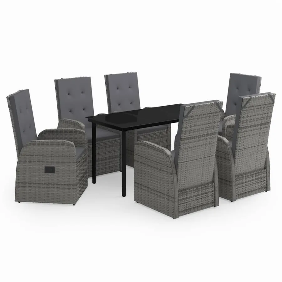 Ensemble à manger de jardin avec coussins 7 pcs Gris - 2