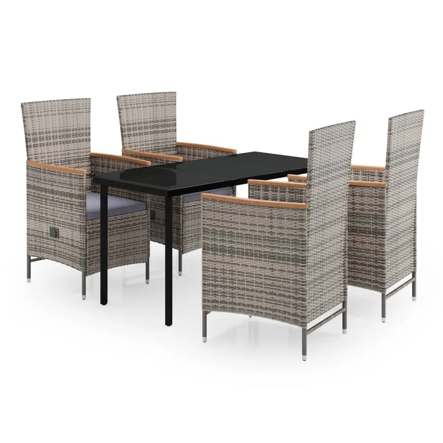 Ensemble à manger de jardin avec coussins 5 pcs Gris - 2