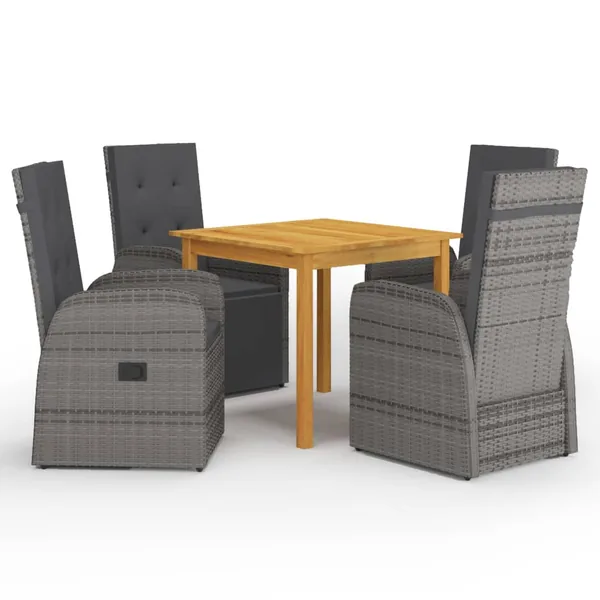 Ensemble à manger de jardin 5 pcs Gris