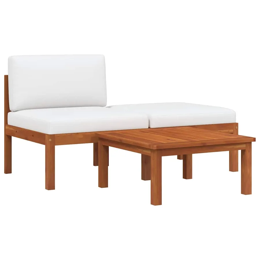 Salon de jardin 3 pièces avec coussins en bois d'acacia et corde - 6