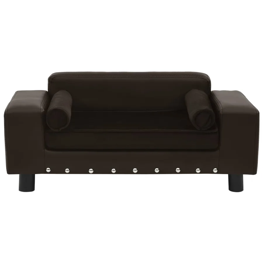 Canapé pour chien Marron 81x43x31 cm Peluche et similicuir - 2