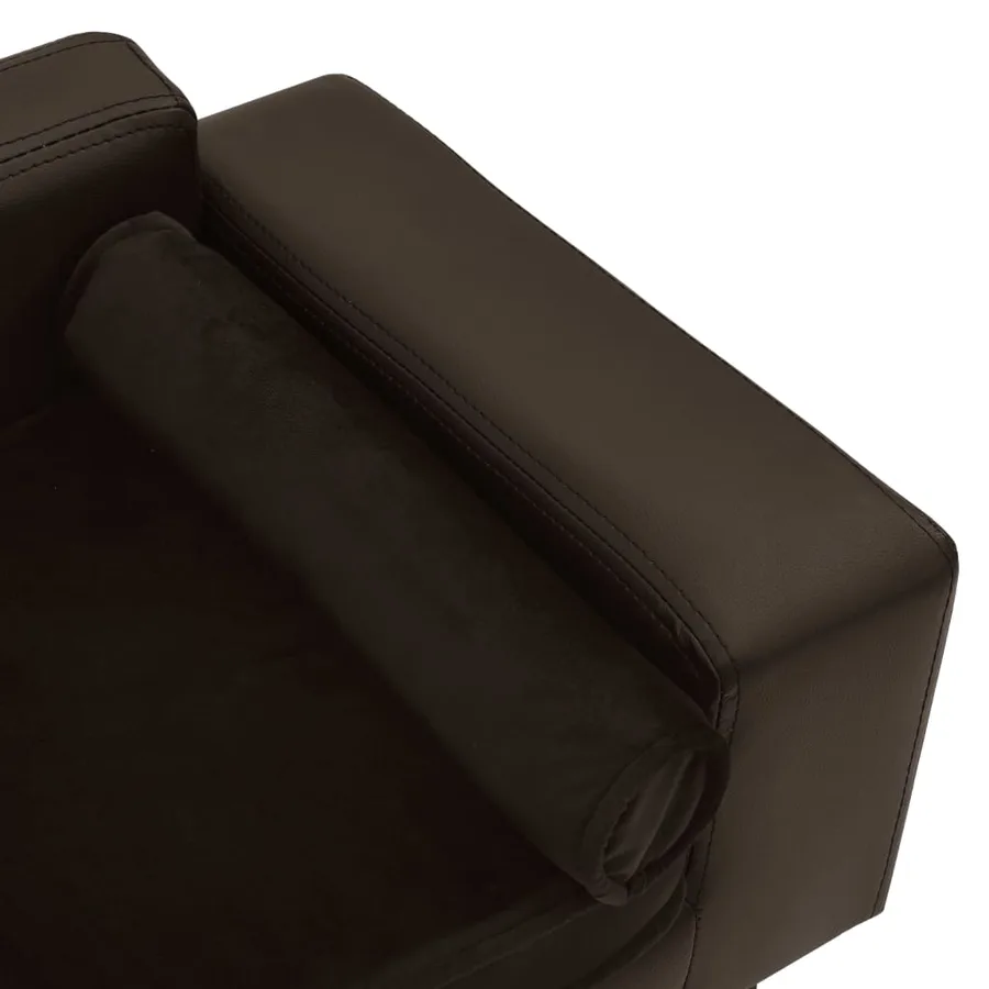 Canapé pour chien Marron 81x43x31 cm Peluche et similicuir - 5
