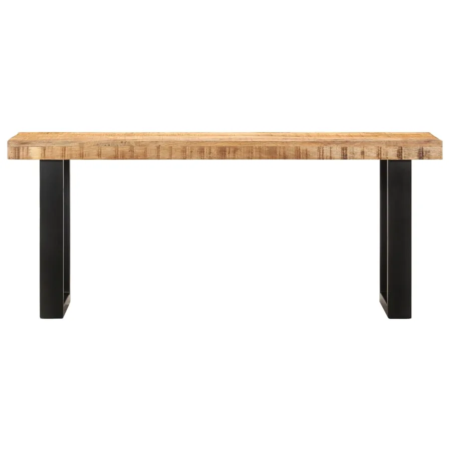 Banc 110 cm Bois de manguier brut massif et acier - 2