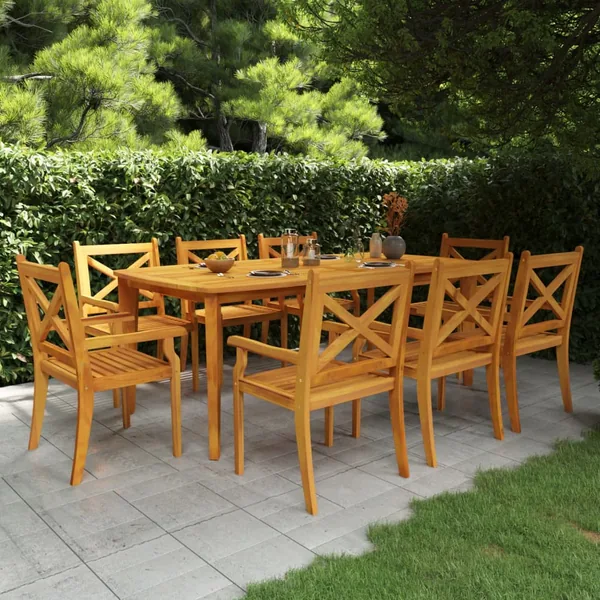 Ensemble à manger de jardin 9 pcs Bois d'acacia solide