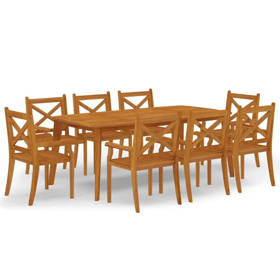 Ensemble à manger de jardin 9 pcs Bois d'acacia solide - 2