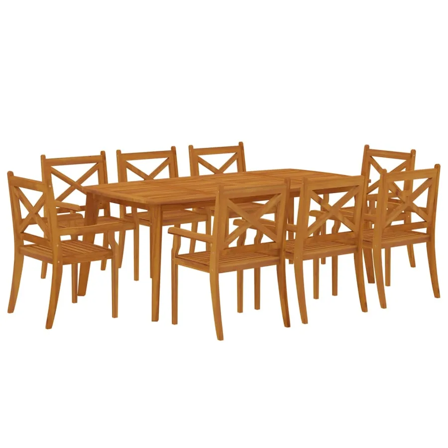 Ensemble à manger de jardin 9 pcs Bois d'acacia solide - 3