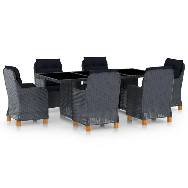 Ensemble à manger d'extérieur 7pcs et coussins résine tressée