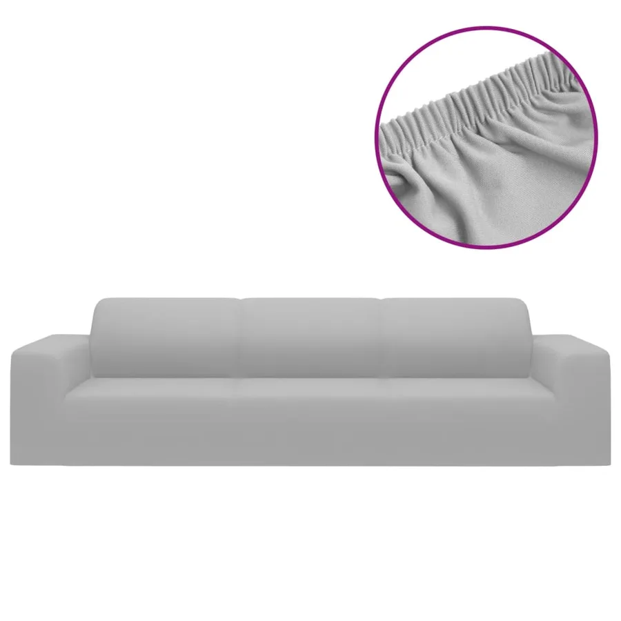 Housse extensible de canapé 4 places Gris Jersey de polyester - 2