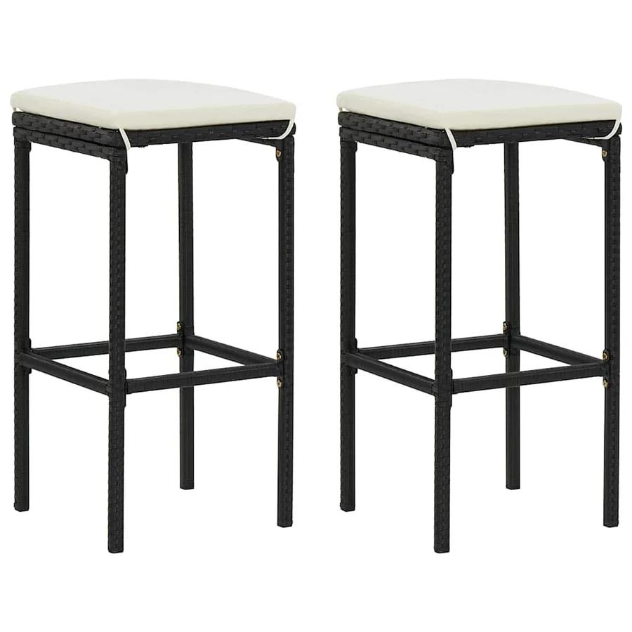 Ensemble de bar de jardin avec coussins 3 pcs Noir - 3