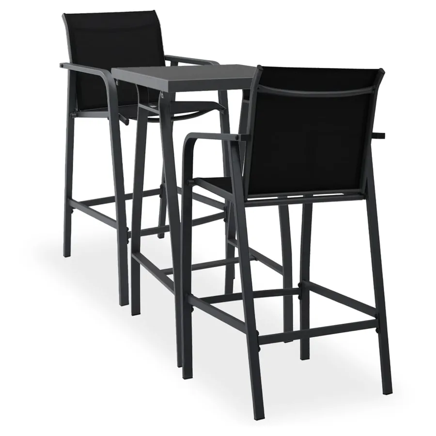Ensemble de bar de jardin 3 pcs Noir