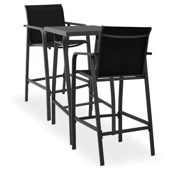 Ensemble de bar de jardin 3 pcs Noir