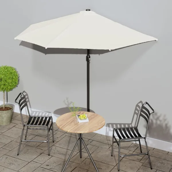 Parasol de balcon avec mât en aluminium Sable 270x144 cm Demi