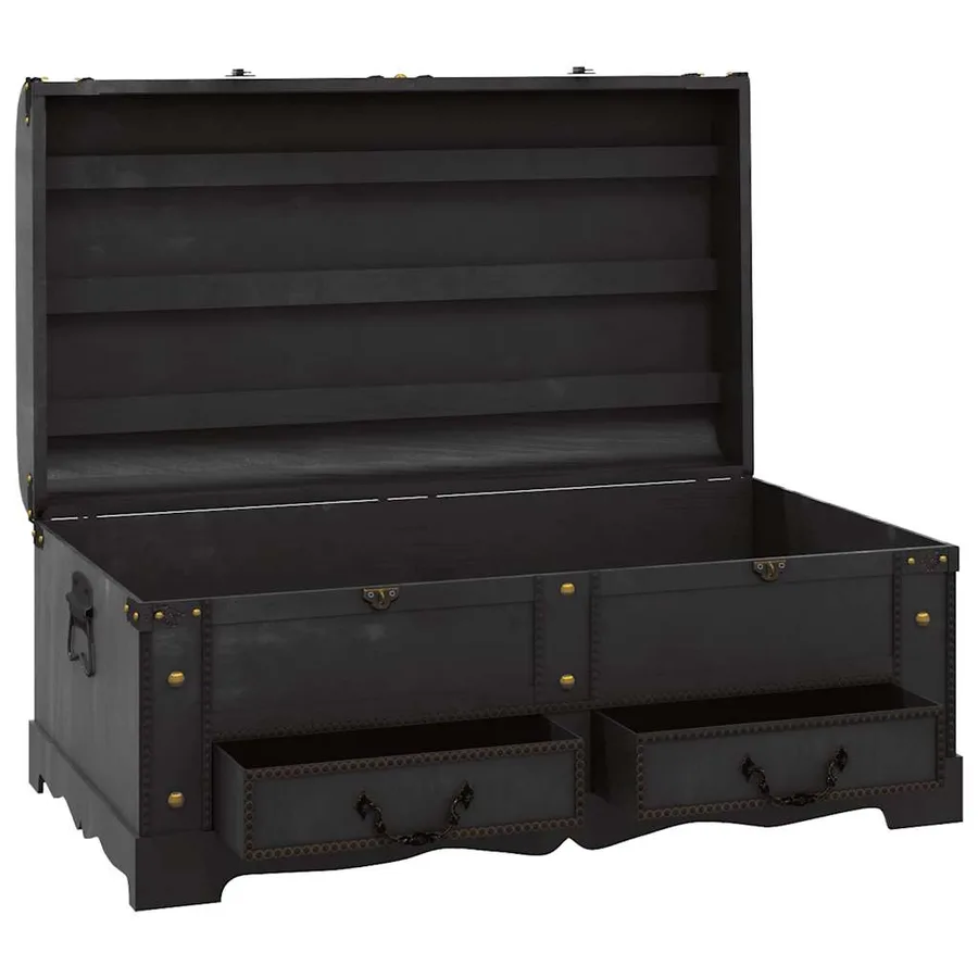 Coffre de rangement Bois Noir 90 x 51 x 42 cm - 8