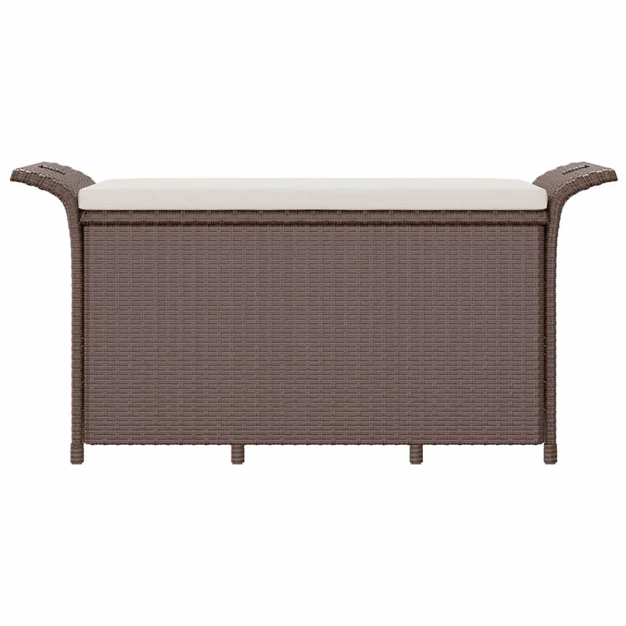 Banc de jardin avec coussin marron 116x46x57 cm résine tressée - 4