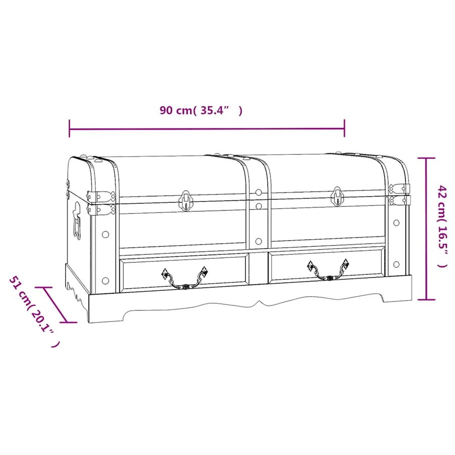 Coffre de rangement en bois Large Noir - 11