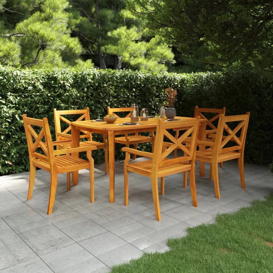 Ensemble à manger de jardin 7 pcs Bois d'acacia solide