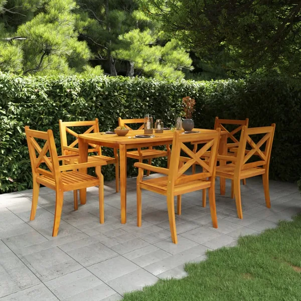 Ensemble à manger de jardin 7 pcs Bois d'acacia solide