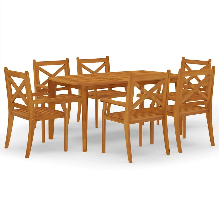 Ensemble à manger de jardin 7 pcs Bois d'acacia solide - 2