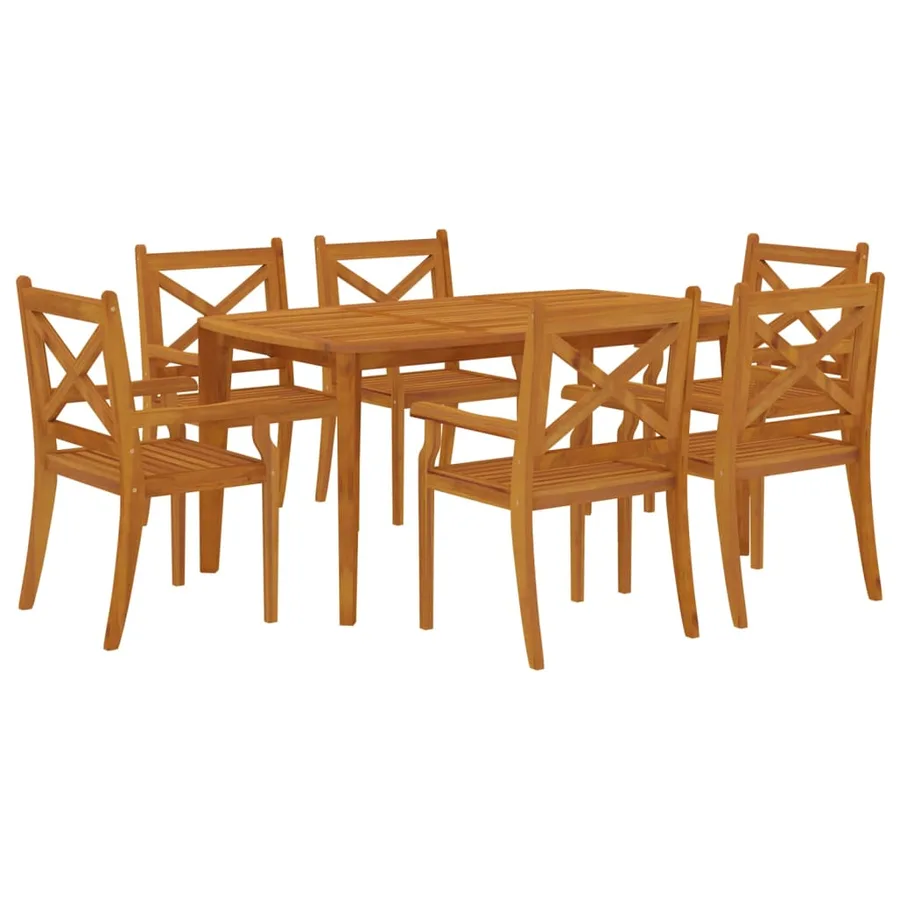 Ensemble à manger de jardin 7 pcs Bois d'acacia solide - 3