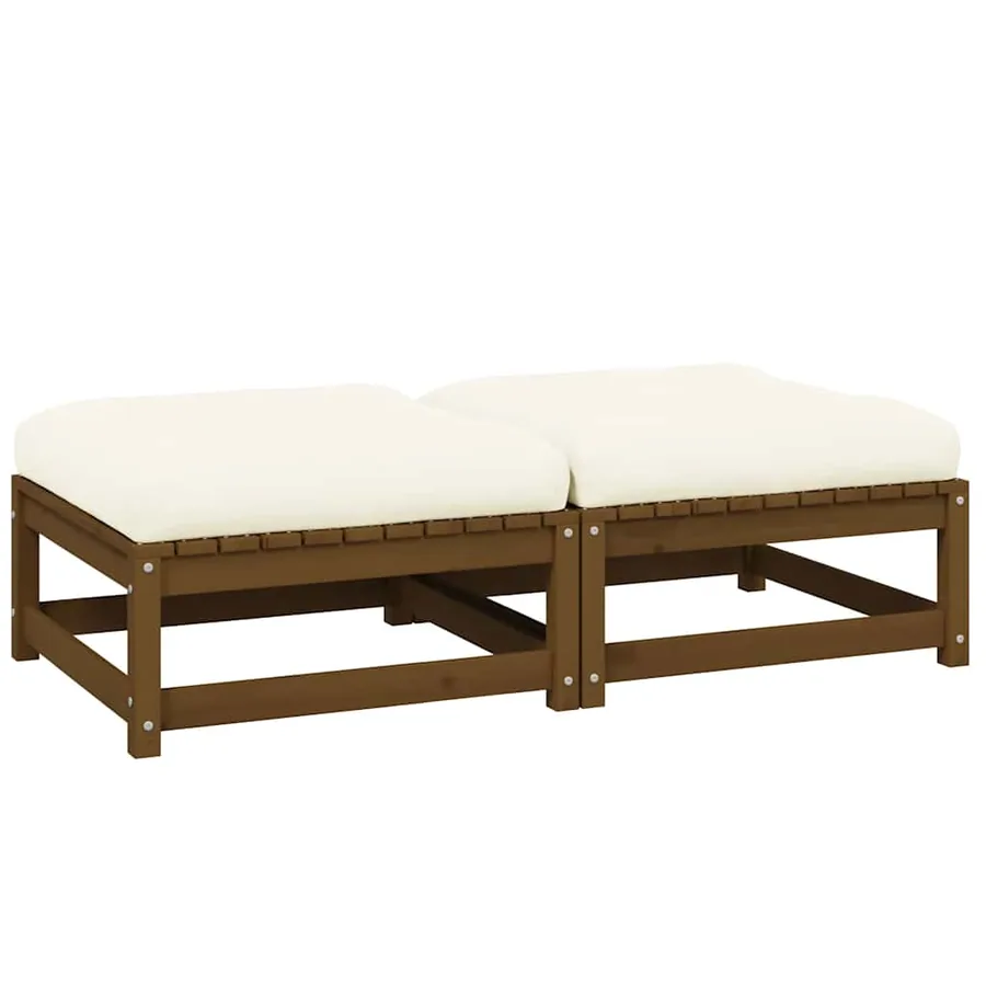 Repose-pieds de jardin avec coussins lot de 2 bois pin massif