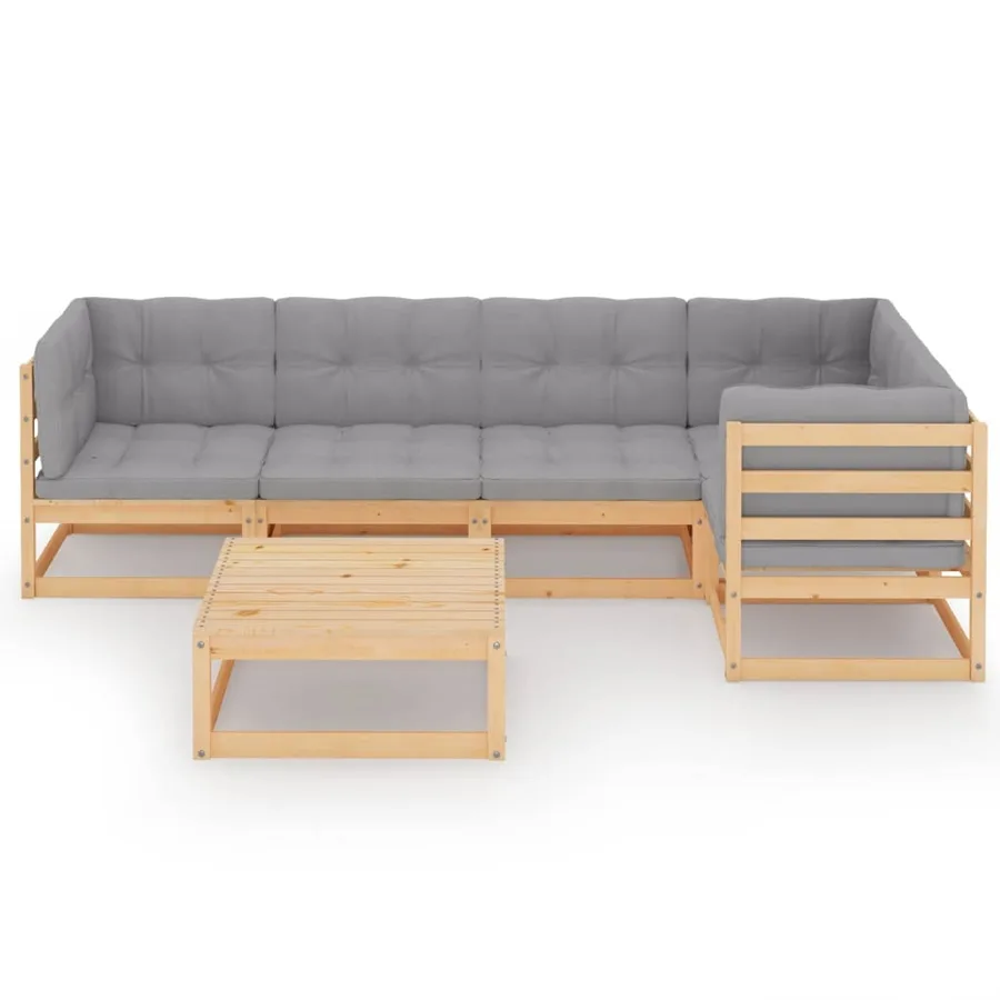 Salon de jardin 6 pcs avec coussins Bois de pin massif - 3
