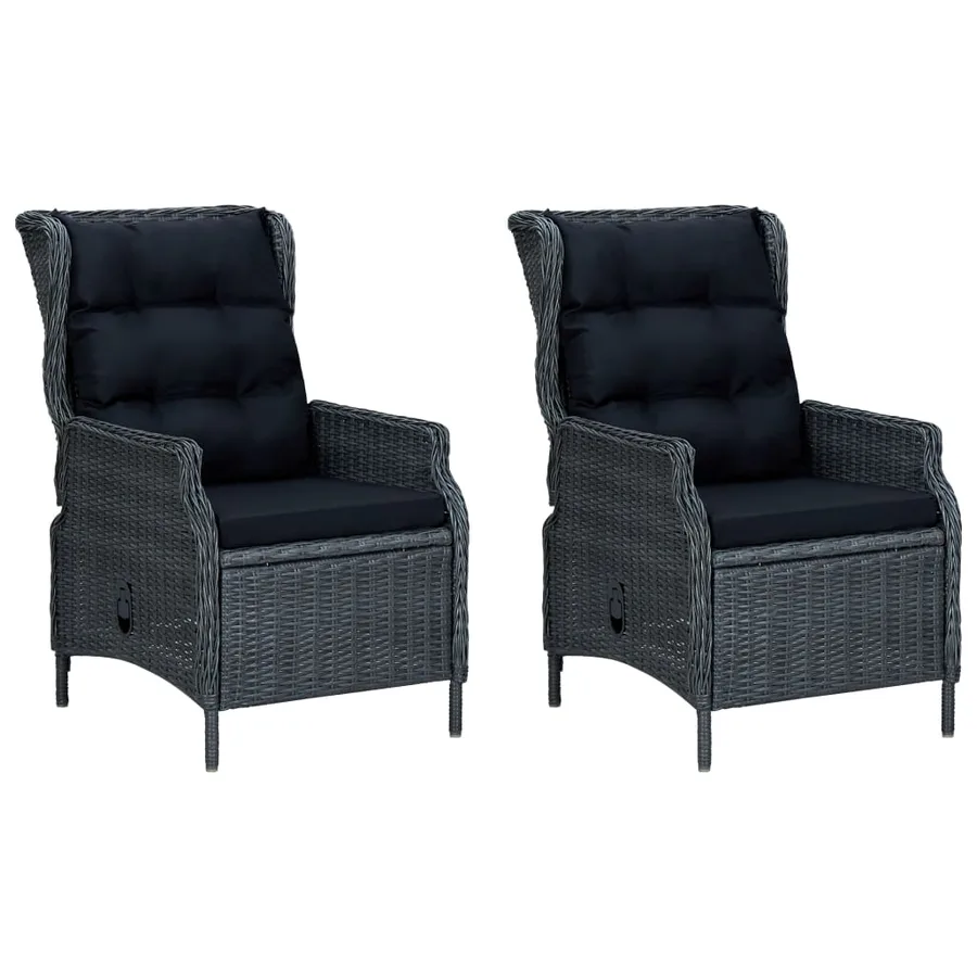 Ensemble à manger 9 pcs avec coussins résine tressée gris foncé - 2