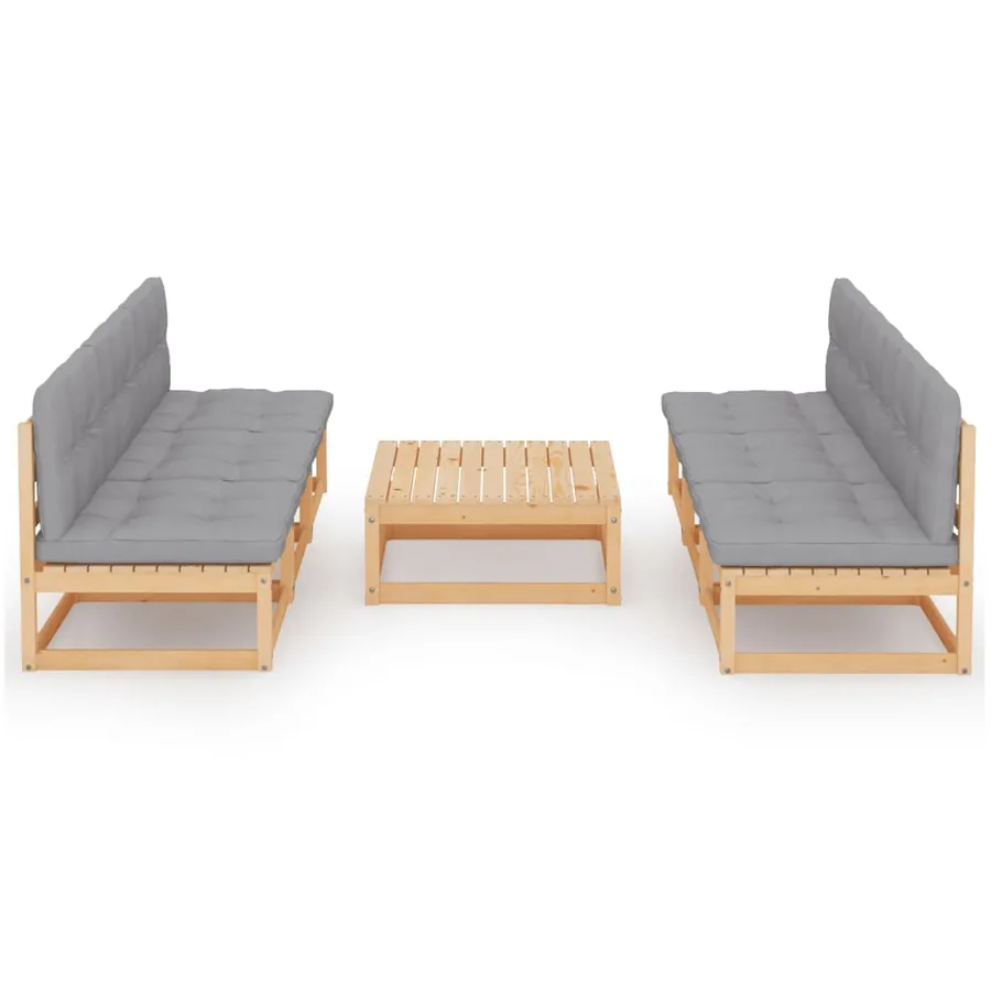 Salon de jardin 7 pcs avec coussins Bois de pin massif - 2