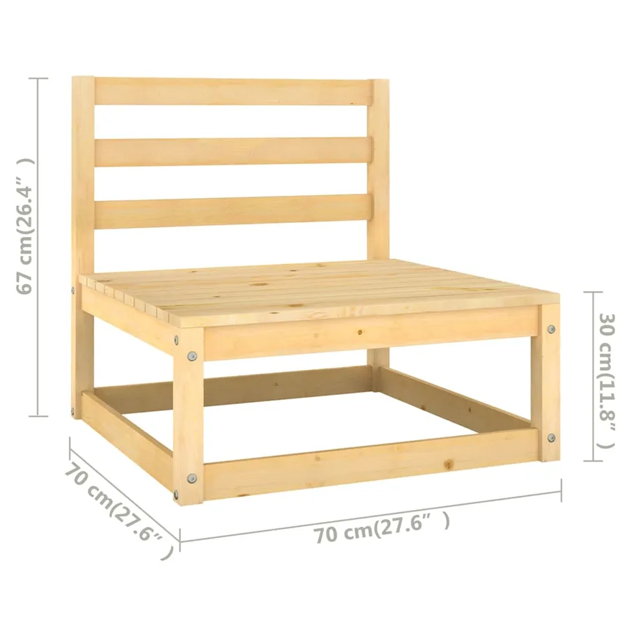 Salon de jardin 13 pcs avec coussins Bois de pin massif - 9