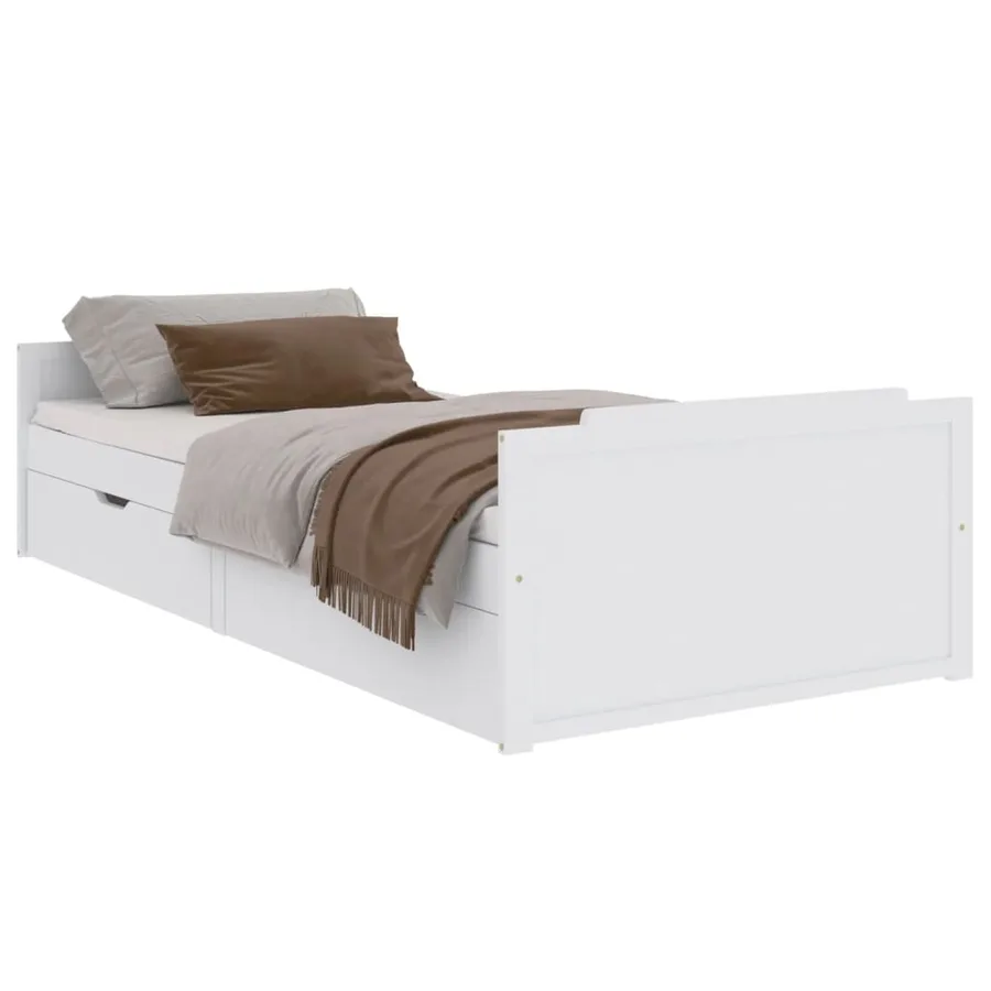 Cadre de lit sans matelas blanc bois de pin massif 90x200 cm - 2
