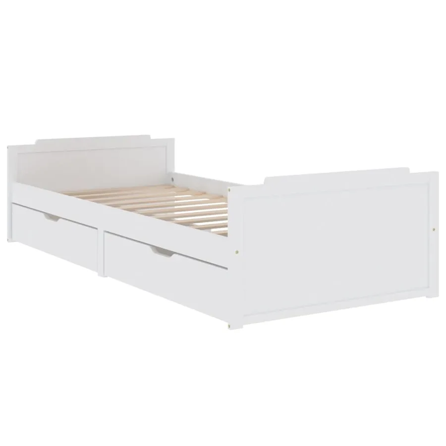 Cadre de lit sans matelas blanc bois de pin massif 90x200 cm - 3