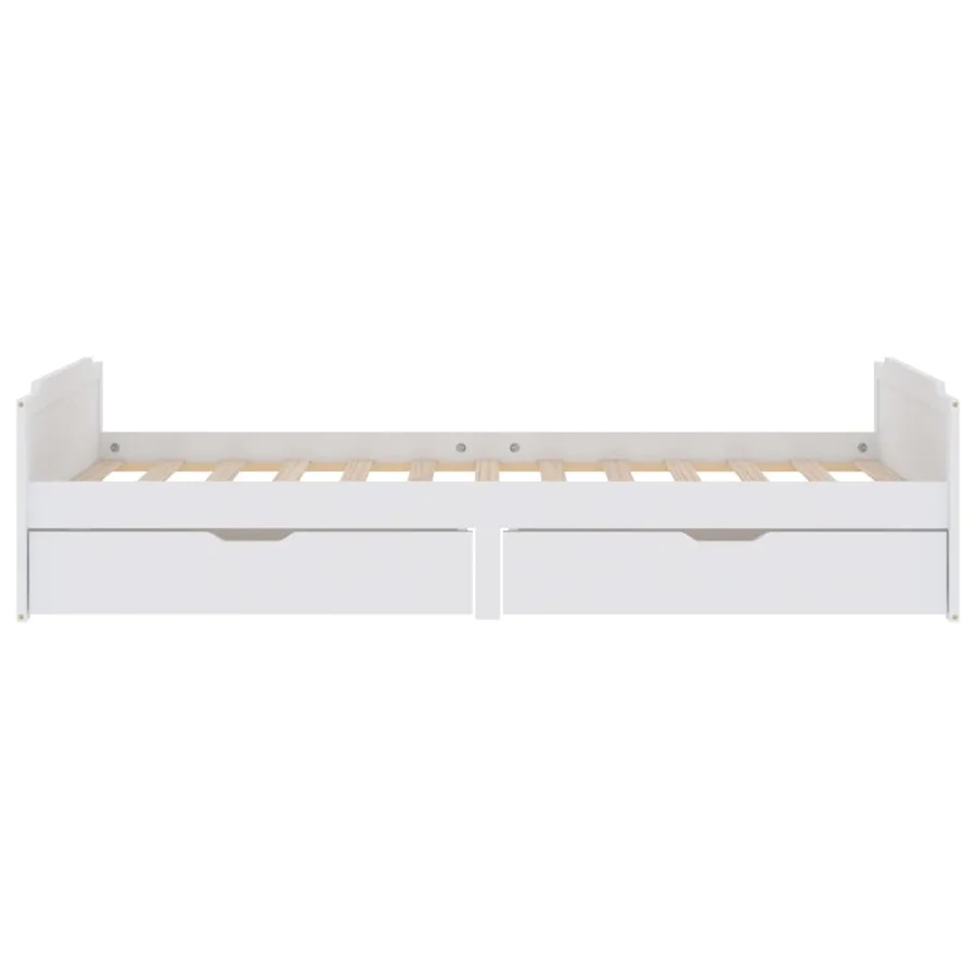 Cadre de lit sans matelas blanc bois de pin massif 90x200 cm - 5