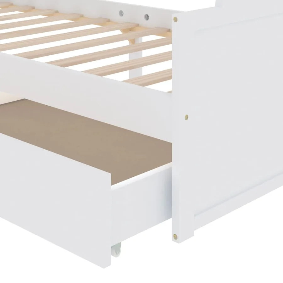 Cadre de lit sans matelas blanc bois de pin massif 90x200 cm - 7