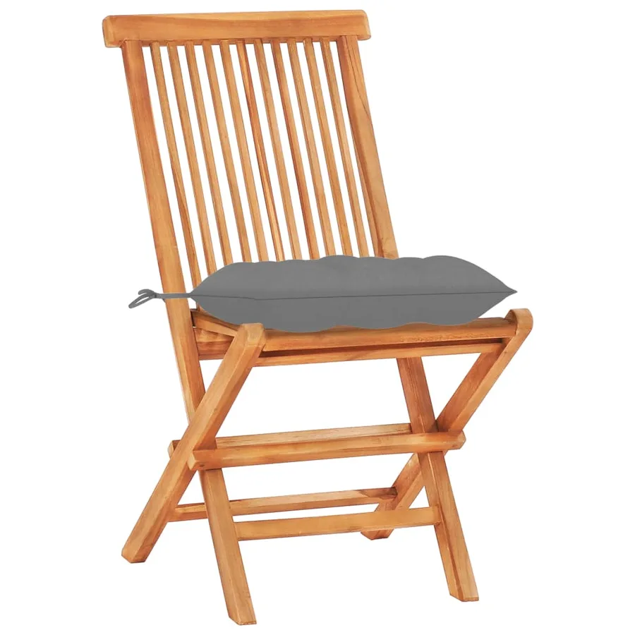 Ensemble de bistro 3 pcs avec coussins gris Bois de teck massif - 11
