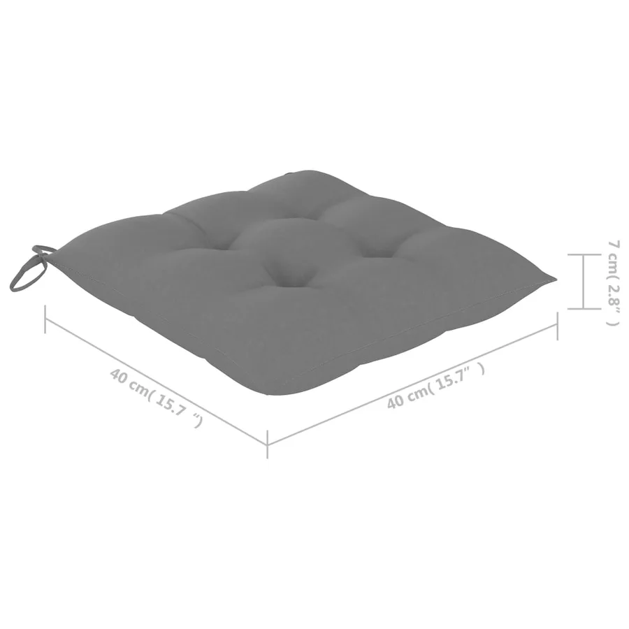 Ensemble de bistro 3 pcs avec coussins gris Bois de teck massif - 19