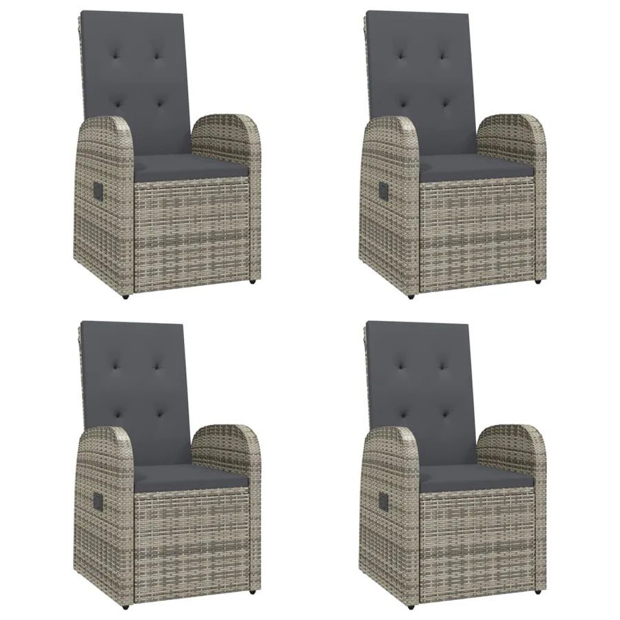 Ensemble à manger de jardin 5 pcs coussins gris résine tressée - 4