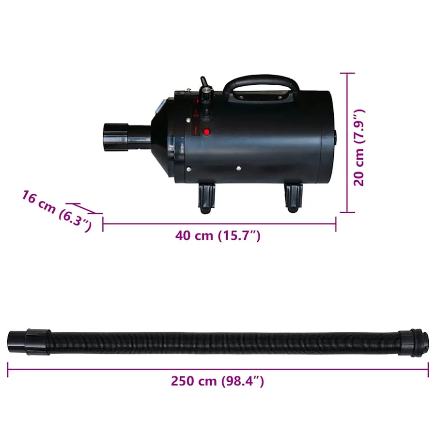 Sèche-cheveux pour chien avec 3 buses Noir 2400 W - 6